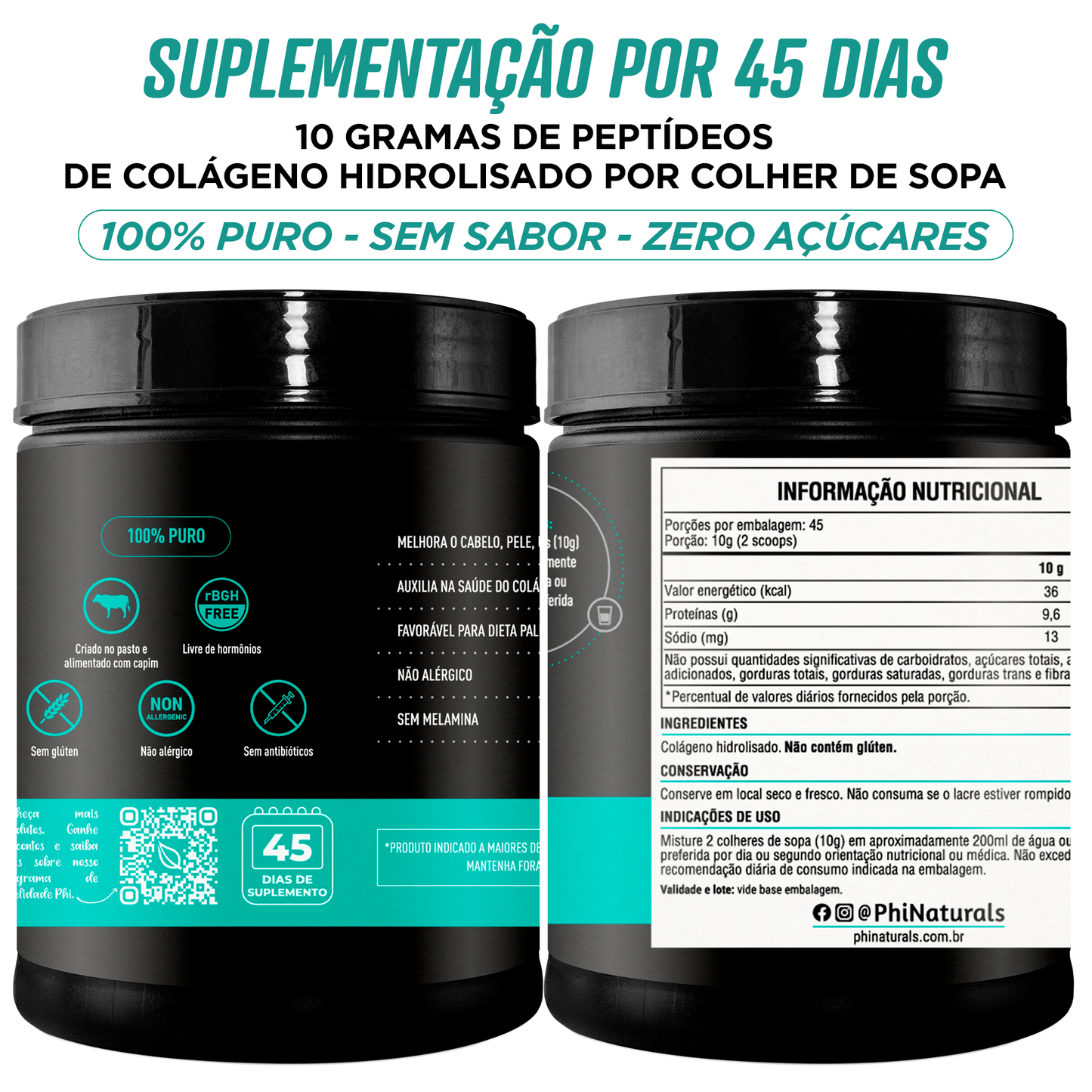 Colágeno Hidrolisado em Pó 454 g – 100% couro bovino brasileiro grass fed
